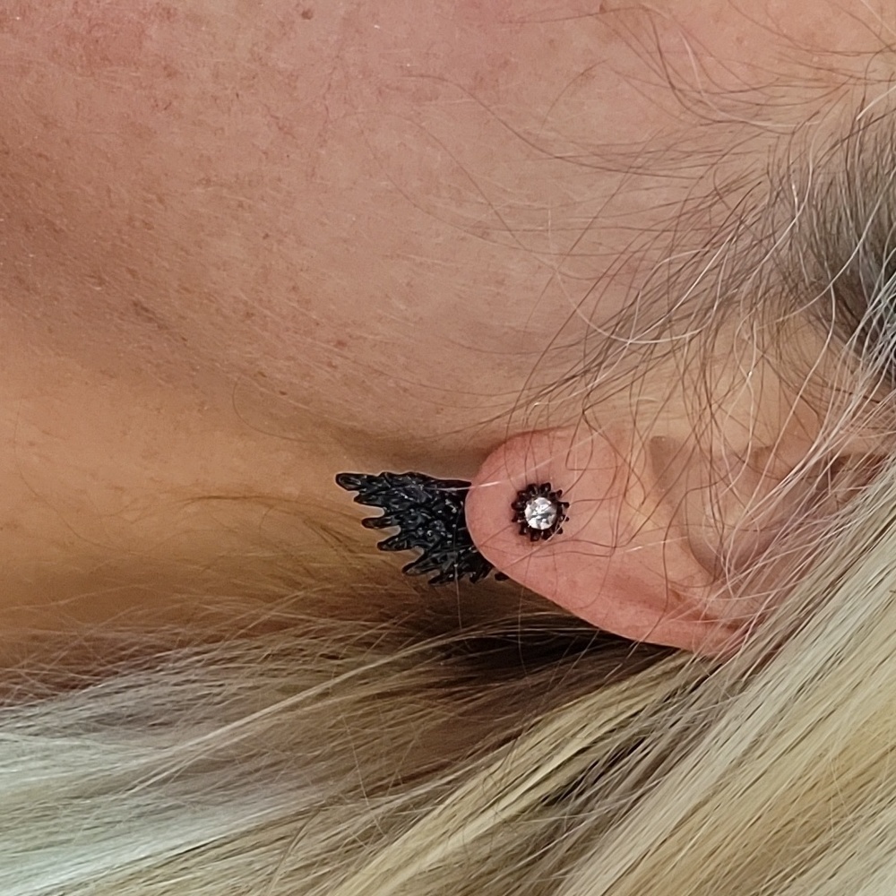 RAVEN'S WINGS FRONT/BACK EARRINGS